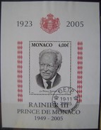 MONACO - H.BLOQUE IVERT Nº91 USADA - EN MEMORIA PRINCIPE RAINIERO (R151) - Usados
