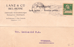 Carte Commerciale Réponse De La Firme Lanz & Cie - Biel - Elektrische Unternehmungen - 1927 - Collections