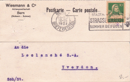 Carte Commerciale Réponse De La Firme Wiesmann & Co - Bern - 1922 - Sammlungen