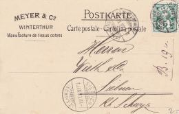 Carte Commerciale Réponse De La Firme Meyer & Co - Winterthur - Manufacture De Tissus-cotons - 1903 - Lotti/Collezioni