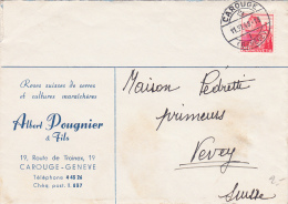 Lettre Commerciale  De La Firme Albert Pougnier - Carouge - Roses Suisses De Serres - 1948 - Collections