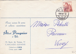 Lettre Commerciale  De  La Firme Albert Pougnier & Fils - Fleurs - Carouge - 1949 - Sammlungen