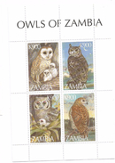 1997 Zambia Owls Birds Complete Set Of 4 + Souvenir  Sheet  MNH - Zambia (1965-...)