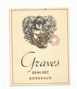 étiquette De Vin , BORDEAUX , GRAVES , Demi-sec , Agerin & Ses Fils - Bordeaux