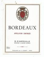 étiquette De Vin, 99cl , BORDEAUX, B. D'ARFEUILLE , LIBOURNE - Bordeaux