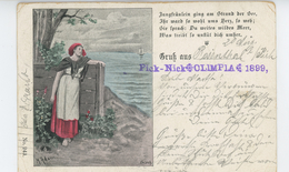 ALLEMAGNE - Gruss Aus ROSENTHAL  (1899) - Jolie Carte Fantaisie "Jungfräulein Ging Im Strand Der See.." - Waldeck