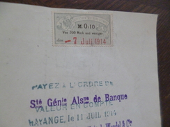 Facture Metz 1914 Avec TP Fiscal Allemand Deutscher Wechsel Stempel - Briefe U. Dokumente