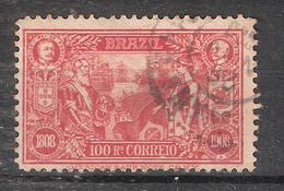 BRASIL / BRAZIL / BRESIL 1908, Yvert N° 143, 100 R Rouge Ouverture Des Ports Au Commerce Exterieur Roi Carlos I Portugal - Oblitérés
