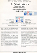 Andorre-1984-document De La Poste-JO Sarajevo( N°1) - Brieven En Documenten