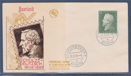 = Sesquicentenaire Naissance 75ème Anniversaire Mort Hermann Schulze Delizsch 1er Jour N°420 Saarbrucken2 Le 29.8.58 - FDC