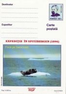 60380- SEAL ON AN ICE SHELF, SVALBARD, ARCTIC EXPEDITION, POSTCARD STATIONERY, 2001, ROMANIA - Expediciones árticas