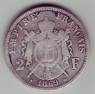 - Napoléon III. 2 Francs. 1869 A - Argent - - 2 Francs