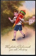 A4446 - Alte Glückwunschkarte - Schulanfang Junge Mit Zuckertüte - Schwertfeger 1905 - Premier Jour D'école