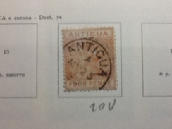 93742)  Antigua 1884-88 Effige Della Regina Vittoria- 4 P-arancio N.16 S-usato - 1858-1960 Kronenkolonie