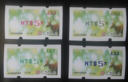 Complete 4 Colors 2017 Taiwan ATM Frama Stamp-Sika Deer Unusual - Errores En Los Sellos