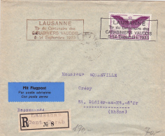 Affranchissement Sur Lettre Recommandée, Avec Flamme Du Tir Des Carabiniers Vaudois, Lausanne 1925 - Cote  Totale 190.- - Autres & Non Classés