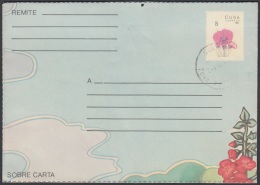 1987-EP-192 CUBA 1987. ERROR POSTAL STATIONERY ORCHILD WITHOUT GOLDEN COLOR. - Storia Postale