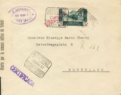 DEPENDENCIAS POSTALES ESPAÑOLAS. Tánger-Correo Nacional. SOBRE 1937. 1 Pts Pizarra CORREO NACIONAL. Certif - Marocco Spagnolo