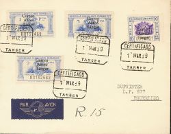 DEPENDENCIAS POSTALES ESPAÑOLAS. Tánger. SOBRE 147/50 1939. Serie Completa. Carta Filatélica Certif - Marocco Spagnolo