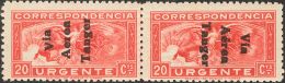 DEPENDENCIAS POSTALES ESPAÑOLAS. Tánger. ** MNH 141hphi 20 Cts Rojo, Pareja Horizontal Con Uno De Los Sell - Marocco Spagnolo