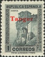 DEPENDENCIAS POSTALES ESPAÑOLAS. Tánger. ** MNH 124hcc 1 Pts Pizarra. ERROR DE COLOR EN LA SOBRECARGA, En - Marocco Spagnolo