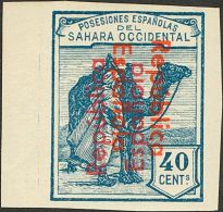 DEPENDENCIAS POSTALES ESPAÑOLAS. Sáhara. ** MNH 42Cs 40 Cts Azul, Borde De Hoja. SIN DENTAR. MAGNIFICO Y E - Sahara Spagnolo