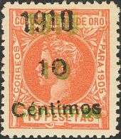 DEPENDENCIAS POSTALES ESPAÑOLAS. Rio De Oro. * MH 56hhb 10 Cts Sobre 10 Pts Rojo. Variedad DOBLE SOBRECARGA, En N - Rio De Oro