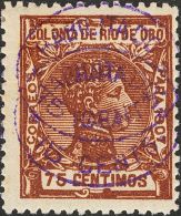 DEPENDENCIAS POSTALES ESPAÑOLAS. Rio De Oro. * MH 39hh 15 Cts Sobre 75 Cts Castaño. SOBRECARGA DOBLE. MAGN - Rio De Oro