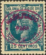 DEPENDENCIAS POSTALES ESPAÑOLAS. Rio De Oro. * MH 17 15 Cts Sobre 25 Cts Azul. MAGNIFICO. (Edifil 2017: 340€ - Rio De Oro