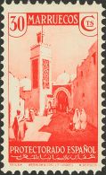 DEPENDENCIAS POSTALES ESPAÑOLAS. Marruecos. ** MNH 153d 30 Cts Rojo. DENTADO 9½. MAGNIFICO. (Edifil 2013: - Spanish Morocco