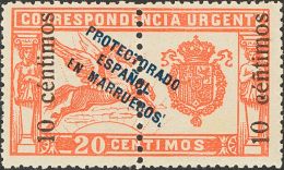 DEPENDENCIAS POSTALES ESPAÑOLAS. Marruecos. * MH 66hed 10 Cts Sobre 20 Cts Rojo. Variedad "Ñ" EN LUGAR DE - Spanish Morocco