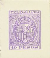 DEPENDENCIAS POSTALES ESPAÑOLAS. Filipinas-Telégrafos. (*) 36P 10 Pesos Violeta Claro. PRUEBA DE PUNZON. M - Filippijnen