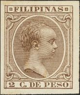 DEPENDENCIAS POSTALES ESPAÑOLAS. Filipinas. * MH 110s 2 Cts Castaño. SIN DENTAR. MAGNIFICO Y RARO. (Edifil - Filippine