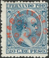 DEPENDENCIAS POSTALES ESPAÑOLAS. Fernando Poo. ** MNH 38 5 Ctvos Sobre 20 Ctvos Azul. BONITO Y RARO. (Edifil 2017 - Fernando Po