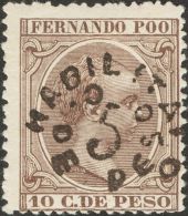 DEPENDENCIAS POSTALES ESPAÑOLAS. Fernando Poo. * MH 35 5 Ctvos Sobre 10 Ctvos Castaño Oscuro. MAGNIFICO. ( - Fernando Poo