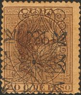 DEPENDENCIAS POSTALES ESPAÑOLAS. Cuba. * MH 76hhxb 20 Cts Sobre 20 Cts Castaño. Variedad SOBRECARGA DOBLE - Kuba (1874-1898)
