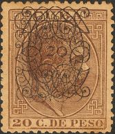 DEPENDENCIAS POSTALES ESPAÑOLAS. Cuba. * MH 76hhxa 20 Cts Sobre 20 Cts Castaño. Variedad SOBRECARGA DOBLE - Kuba (1874-1898)
