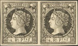 DEPENDENCIAS POSTALES ESPAÑOLAS. Cuba. * MH 11(2) ¼ Real Negro, Pareja. MAGNIFICA. (Edifil 2017: +58€ - Cuba (1874-1898)