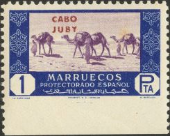 DEPENDENCIAS POSTALES ESPAÑOLAS. Cabo Juby. ** MNH 170 1 Pts Azul Y Lila. SIN DENTAR EL MARGEN INFERIOR. MAGNIFIC - Cabo Juby