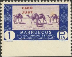 DEPENDENCIAS POSTALES ESPAÑOLAS. Cabo Juby. ** MNH 170 1 Pts Azul Y Lila. SIN DENTAR EL MARGEN INFERIOR. MAGNIFIC - Kaap Juby