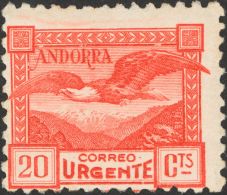 DEPENDENCIAS POSTALES ESPAÑOLAS. Andorra. ** MNH 27dN 20 Cts Rojo. NºA000.000. MAGNIFICO Y RARO. (Edifil 201 - Otros & Sin Clasificación