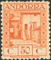 DEPENDENCIAS POSTALES ESPAÑOLAS. Andorra. ** MNH 23dN 50 Cts Naranja. NºA000.000. MAGNIFICO Y RARO. Cert. CE - Autres & Non Classés