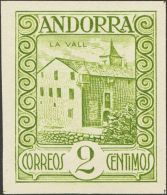 DEPENDENCIAS POSTALES ESPAÑOLAS. Andorra. (*) 15ts 2 Cts Verde Oliva. SIN DENTAR Y SIN PIE DE IMPRENTA. MAGNIFICO - Altri & Non Classificati