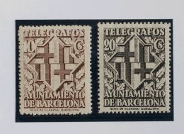 AYUNTAMIENTO DE BARCELONA. Telégrafos. * MH 13d, 14d 10 Cts Castaño Y 20 Cts Negro. DENTADO 16. MAGNIFICOS - Andere & Zonder Classificatie