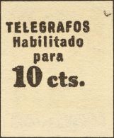 AYUNTAMIENTO DE BARCELONA. Telégrafos. (*) 9hrs 10 Cts Castaño. SOBRECARGA AL DORSO Y SIN DENTAR. MAGNIFIC - Barcellona