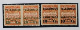 AYUNTAMIENTO DE BARCELONA. Telégrafos. ** MNH 1/2dsph 10 Cts Sobre 5 Cts Y 20 Cts Sobre 5 Cts. PAREJAS HORIZONTAL - Barcelone