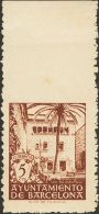 AYUNTAMIENTO DE BARCELONA. ** MNH 66 5 Cts Castaño. SIN DENTAR EN EL MARGEN SUPERIOR. MAGNIFICO. - Barcelona