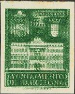 AYUNTAMIENTO DE BARCELONA. (*) 35s 5 Cts Verde. SIN DENTAR Y DOBLE IMPRESION (al Dorso Cuadruple Impresión Del N& - Other & Unclassified