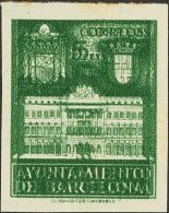 AYUNTAMIENTO DE BARCELONA. (*) 35s 5 Cts Verde. SIN DENTAR Y DOBLE IMPRESION (al Dorso Cuadruple Impresión Del N& - Sonstige & Ohne Zuordnung