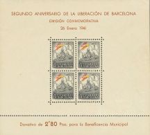 AYUNTAMIENTO DE BARCELONA. ** MNH 29/30 Hojas Bloque. COLOR ROJO DESPLAZADO. MAGNIFICO Y RARO CONJUNTO. - Other & Unclassified